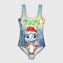 Купальник-боди 3D женский Праздничный дракон 2024, цвет: 3D-принт