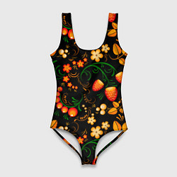 Женский купальник-боди Хохлома - цветы и ягоды