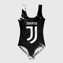 Купальник-боди 3D женский Juventus спорт краски черно белый, цвет: 3D-принт