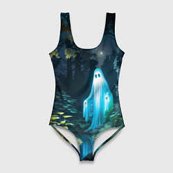 Купальник-боди 3D женский Призрак в лесу у воды, цвет: 3D-принт