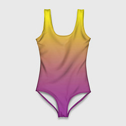 Купальник-боди 3D женский Желто-фиолетовый градиент, цвет: 3D-принт
