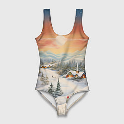 Купальник-боди 3D женский Праздничное настроение, цвет: 3D-принт