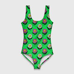 Купальник-боди 3D женский Цветут цветы, цвет: 3D-принт