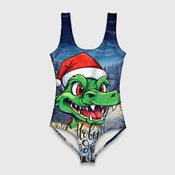 Купальник-боди 3D женский Милый зеленый дракончик 2024, цвет: 3D-принт