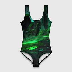 Женский купальник-боди Глубина зеленого абстракта