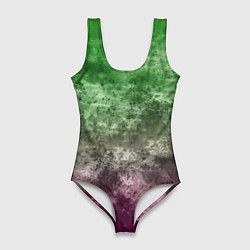 Купальник-боди 3D женский Абстракция - Фиолетово-зеленый бардак, цвет: 3D-принт