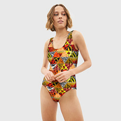 Купальник-боди 3D женский Лоскутные треугольники, цвет: 3D-принт — фото 2