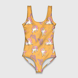 Женский купальник-боди Единорог цветная грива