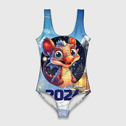 Купальник-боди 3D женский Миниатюрный представитель зимы, цвет: 3D-принт