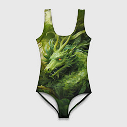 Женский купальник-боди Зеленый травяной дракон