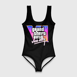 Купальник-боди 3D женский Gta 6 vice city logo, цвет: 3D-принт