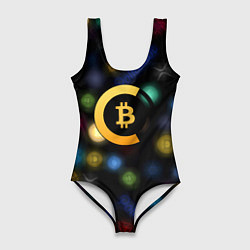 Купальник-боди 3D женский Bitcoin logo criptomoney, цвет: 3D-принт