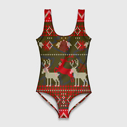 Женский купальник-боди Рождественский орнамент