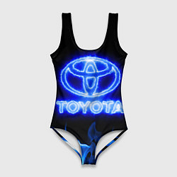 Купальник-боди 3D женский Toyota neon fire, цвет: 3D-принт