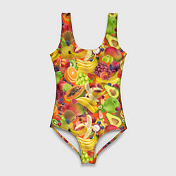 Женский купальник-боди Экзотические фрукты и ягоды
