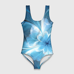 Женский купальник-боди Голубой фрактальный цветок