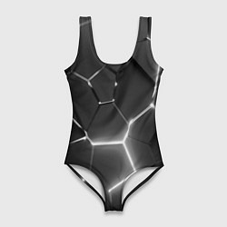 Женский купальник-боди Чёрные плиты разломы броня