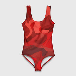 Женский купальник-боди Красный камуфляж крупный