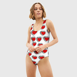 Купальник-боди 3D женский Стикеры наклейки сердечки объемные, цвет: 3D-принт — фото 2