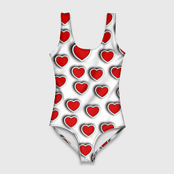 Женский купальник-боди Стикеры наклейки сердечки объемные