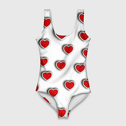 Купальник-боди 3D женский Стикеры наклейки объемные сердечки, цвет: 3D-принт