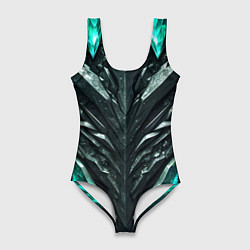 Женский купальник-боди Зелёная малахитовая броня