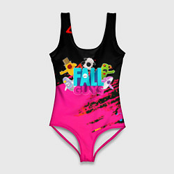 Купальник-боди 3D женский Fall Guys kids color, цвет: 3D-принт