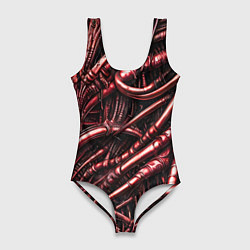 Женский купальник-боди Красные трубки чужих