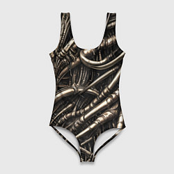 Женский купальник-боди Серые трубки чужих