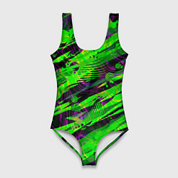 Женский купальник-боди Зеленые узоры паттерны