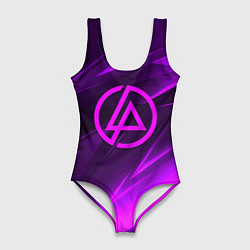 Купальник-боди 3D женский Linkin park neon stripes logo, цвет: 3D-принт