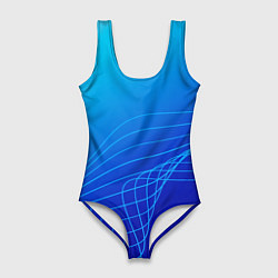 Женский купальник-боди Синий градиент полосы