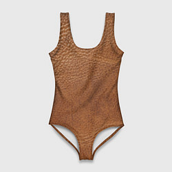 Купальник-боди 3D женский Коричневая кожа, цвет: 3D-принт