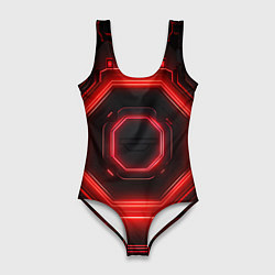 Женский купальник-боди Nvidia style black and red neon