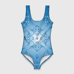 Женский купальник-боди Векторные узоры на голубом фоне