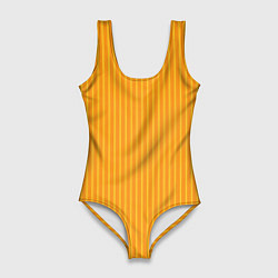 Купальник-боди 3D женский Жёлтый полосатый, цвет: 3D-принт