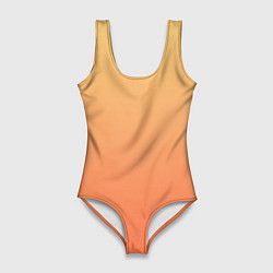 Купальник-боди 3D женский Градиент солнечный жёлто-оранжевый приглушённый, цвет: 3D-принт
