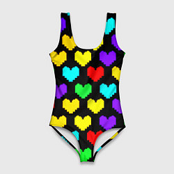 Купальник-боди 3D женский Undertale heart pattern, цвет: 3D-принт