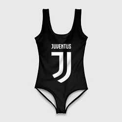 Купальник-боди 3D женский Juventus sport fc белое лого, цвет: 3D-принт