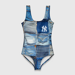 Купальник-боди 3D женский Patchwork - New York yankees baseball team, цвет: 3D-принт