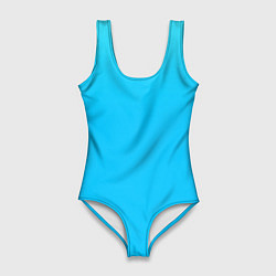 Купальник-боди 3D женский Мягкий градиент ярко-голубой, цвет: 3D-принт