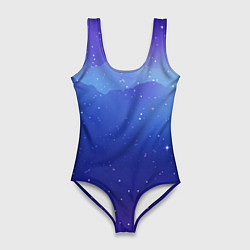 Женский купальник-боди Синий космос и звезды