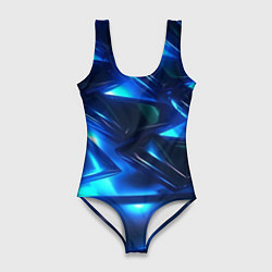 Женский купальник-боди Синие абстрактные неоновые плиты