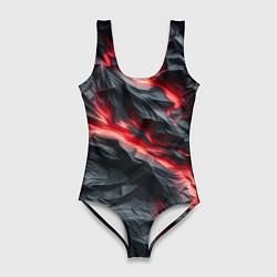 Женский купальник-боди Раскаленная лава на горных камнях