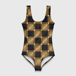 Женский купальник-боди Узор в шахматную клетку из квадратов