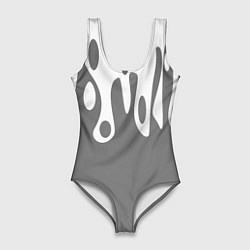 Женский купальник-боди Потеки белой краски на сером фоне