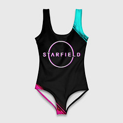 Купальник-боди 3D женский Starfield neon, цвет: 3D-принт
