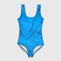 Купальник-боди 3D женский Насыщенный голубой полосами, цвет: 3D-принт
