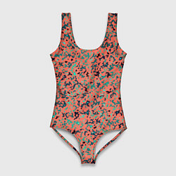 Женский купальник-боди Розово-бирюзовый абстрактный