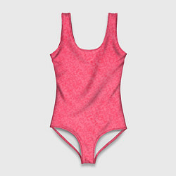 Купальник-боди 3D женский Сочный розовый однотонный текстурированный, цвет: 3D-принт